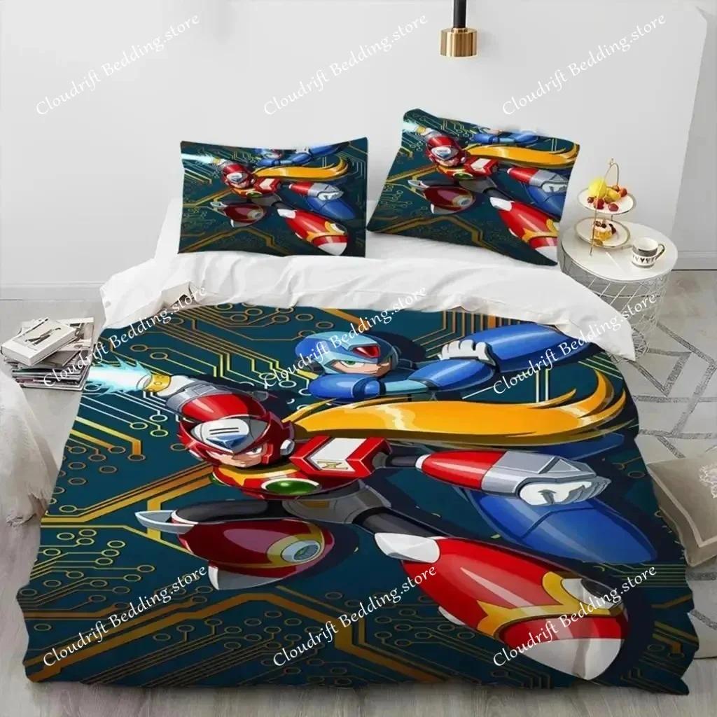 3D-Druck Rockman Megaman Spiel Cartoon Bettwäsche Set Jungen Mädchen Twin Queen Size Bettbezug Kissenbezug Bett Kinder Erwachsene026