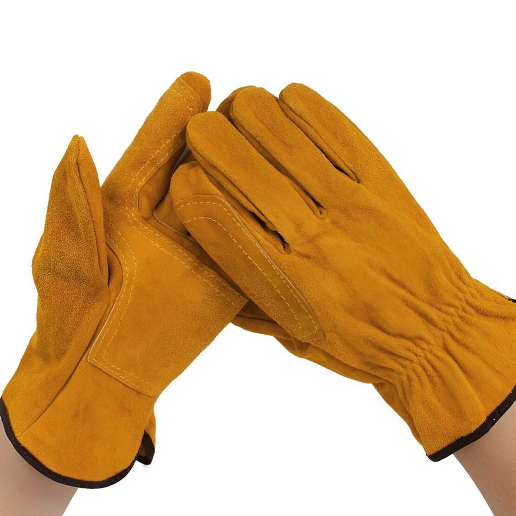 1 Pair Reinforced Style Heat Resistant Welding Gloves BBQ Oven Protective Welder Gauntlet PU Leather