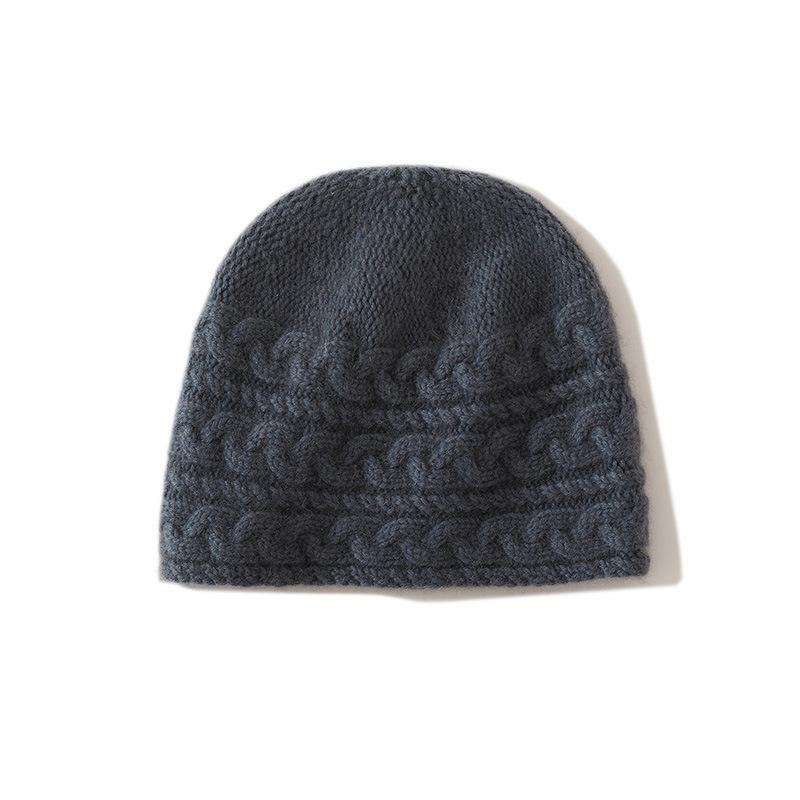 

Cashmere Autumn and Winter New Women s High End Solid Color Cable Baotou Ear Protection Thickened Warm Fashionable Knitted Hat One Size