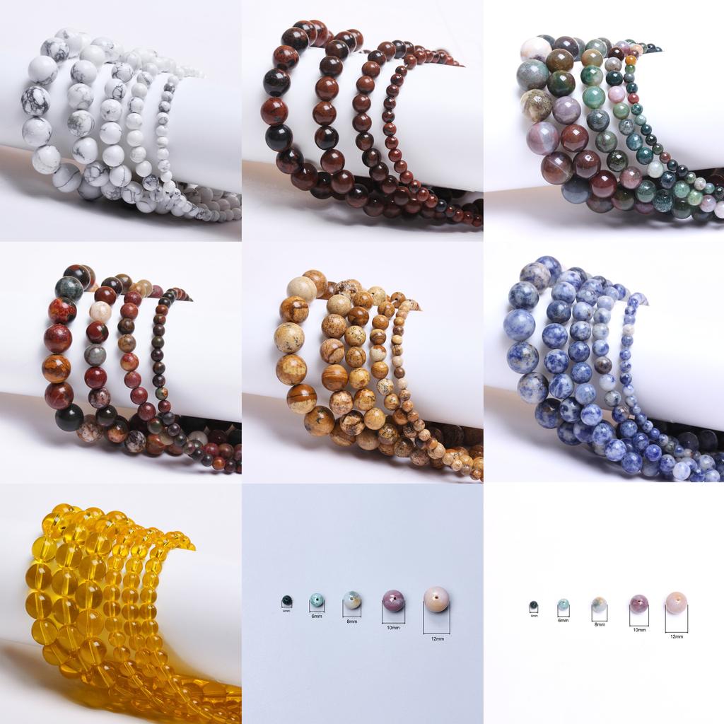 4mm/6mm/8mm/10mm/12mm Charm Accessories Natural Women 15-40Pcs Fashion Beads Girls Round Loose Beads DIY Bracelet Stone For Jewelry Making Gifts