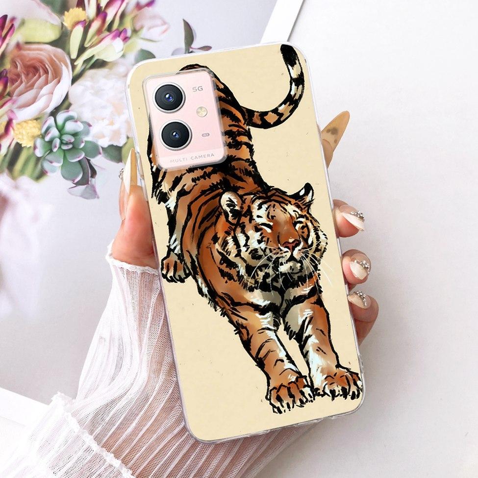 For Vivo Y33s 5G Clear Case Aesthetic Luxury Cute Cat Fashion Butterfly Funny Painted Casing For Vivo V2166A