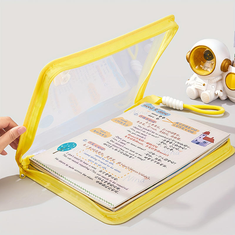 A4 Mesh Zipper Stationery Bag Portable Organizer Folder School Office Supplies Storage Pouch With Handles Large Capacity