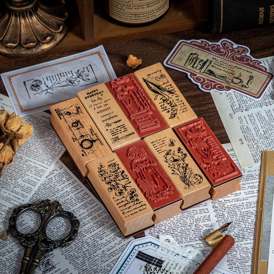 Exquisite Floral Wooden Stamps for DIY Journals - 8 Styles Available