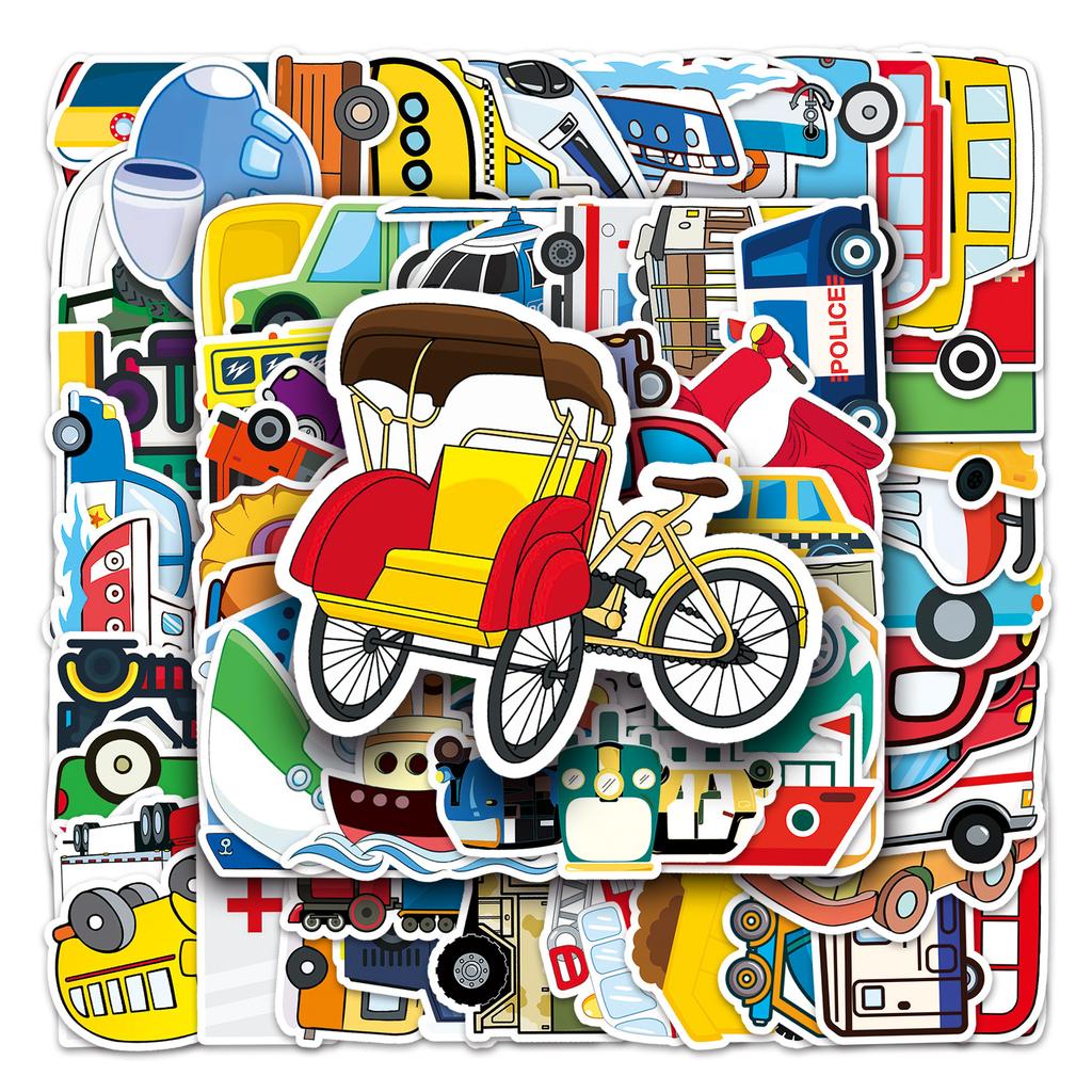 100 Transport Graffiti Stickers, Cross-border Cartoons, Children's Reward Stickers, DIY Water Cups, Suitcase Stickers