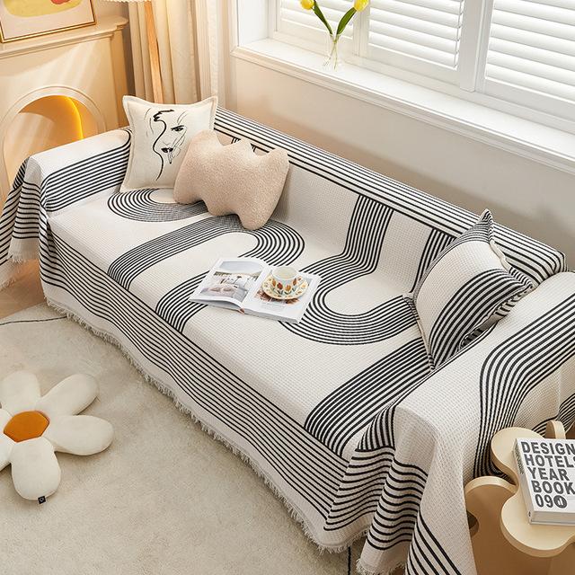 Modern Sofa Cover Throw Fringes Universal Couch Slipcover Sectional Furniture Protector Geometrical Sofa Towel For Pets Dogs