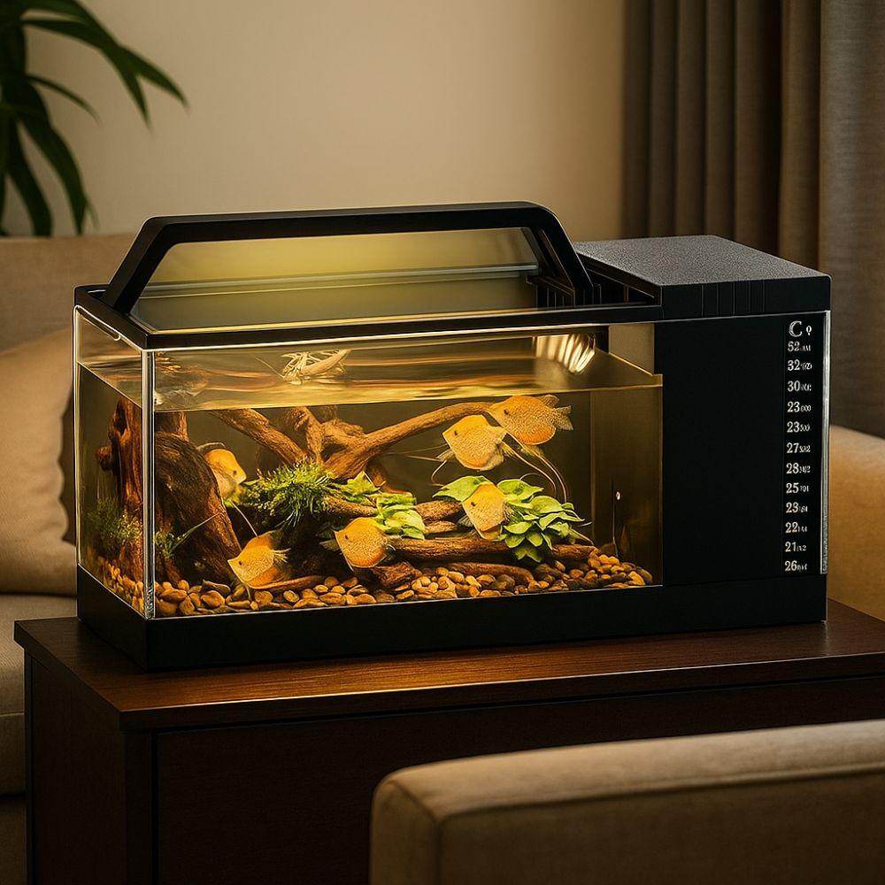 Heating Pad Integrated Fish Tank Built-In Light Desktop Fish Tank Office Decor