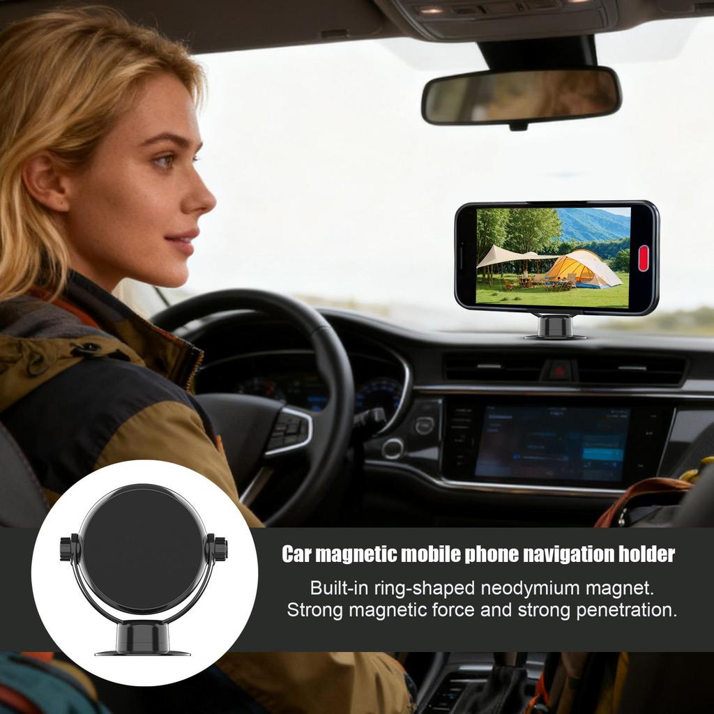 Magnetic Car Phone Holder 360 Rotation Mobile Phone Support Vehicle Navigation Holder For Car Truck SUV RV Vehicle Dashboard