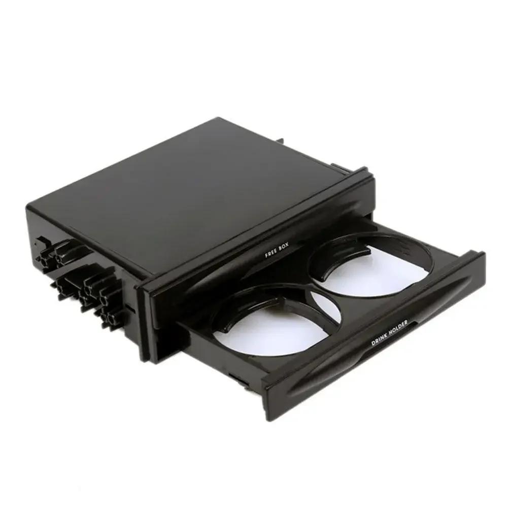Car Radio Storage Box Universal 1DIN 2 Layer Black Cup Holder For Collecting Items Multi Purpose Car Radio Cup Holder Y8O6