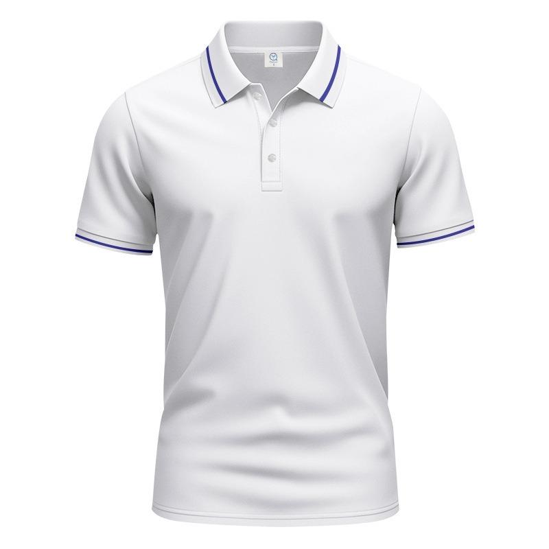 Unisex Quick Dry Solid Color Short Sleeve Casual Polo T Shirt S белый