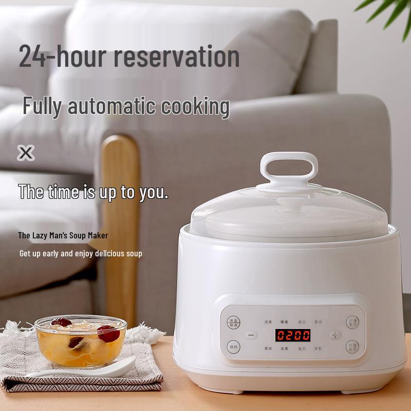 Ceramic Double-Boiler Stew Pot, 110V Electric Multi-Functional with Inner Pots and Stewing Cups, Fully Automatic for Soup and Bird's Nest.