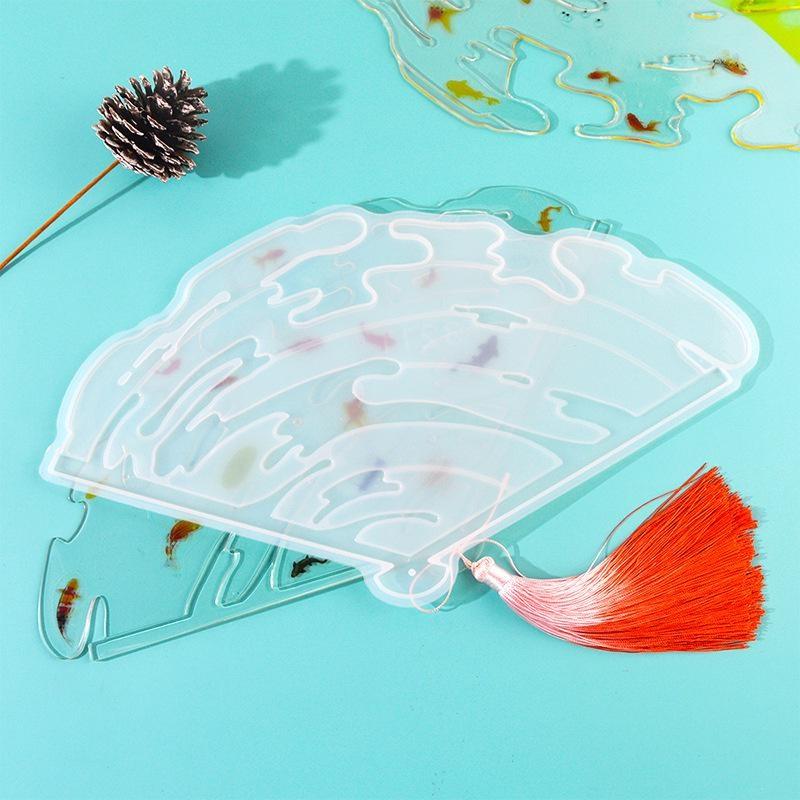 

Diy Epoxy Resin Fan Mold Goldfish Summer Koi Tassel Water Fan Silicone Mold 01