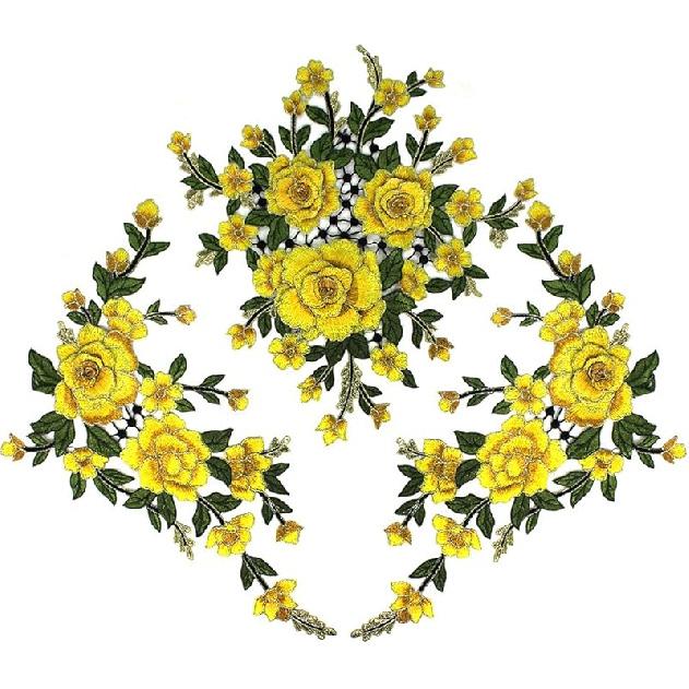 1set 3D Flower Embroidery Applique Lace Fabric Patches for Dress Garment Decorated DIY Sewing Accessories T2579 (Green)