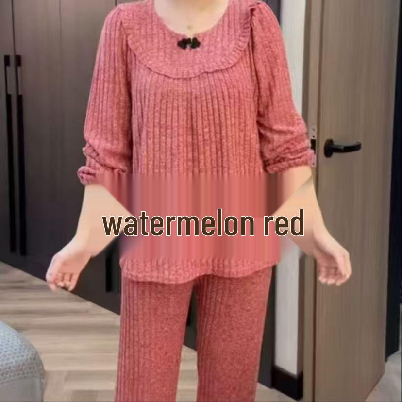 Women's Corduroy Pajama Set - One-Piece, Round Neck, Loose, Comfortable Home Wear for Autumn/Winter
