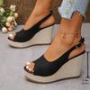Spot fish mouth European and American large size wedge sandals summer new thick-soled foreign trade Roman sandals women