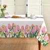 Spring Tulip Flower Rectangle Waterproof Tablecloth for Table Decor Washable Kitchen Dining Tablecloth Wedding Party Decorations