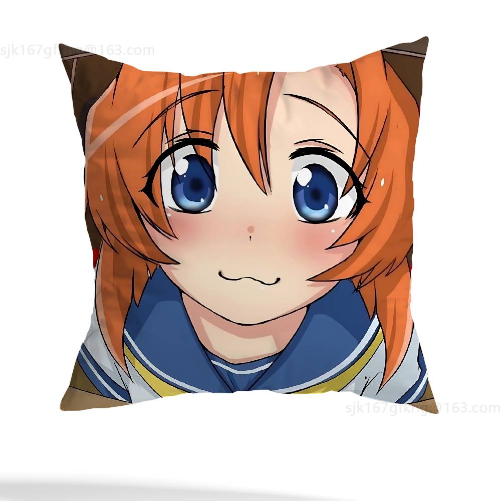 Anime Higurashi  Pillow Case Square Double-Sided Printing Short Plush Sofa Cushion Cover Bedroom Bedside Pillow
