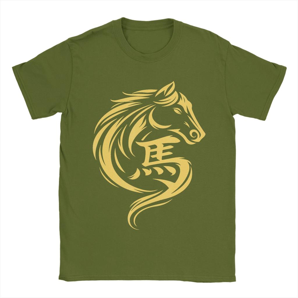 Unisexs TShirts Chinese New Year 2026 Fire Horse Year of The Horse Humorous Cotton Tees Short Sleeve T Shirts O Neck Clothes