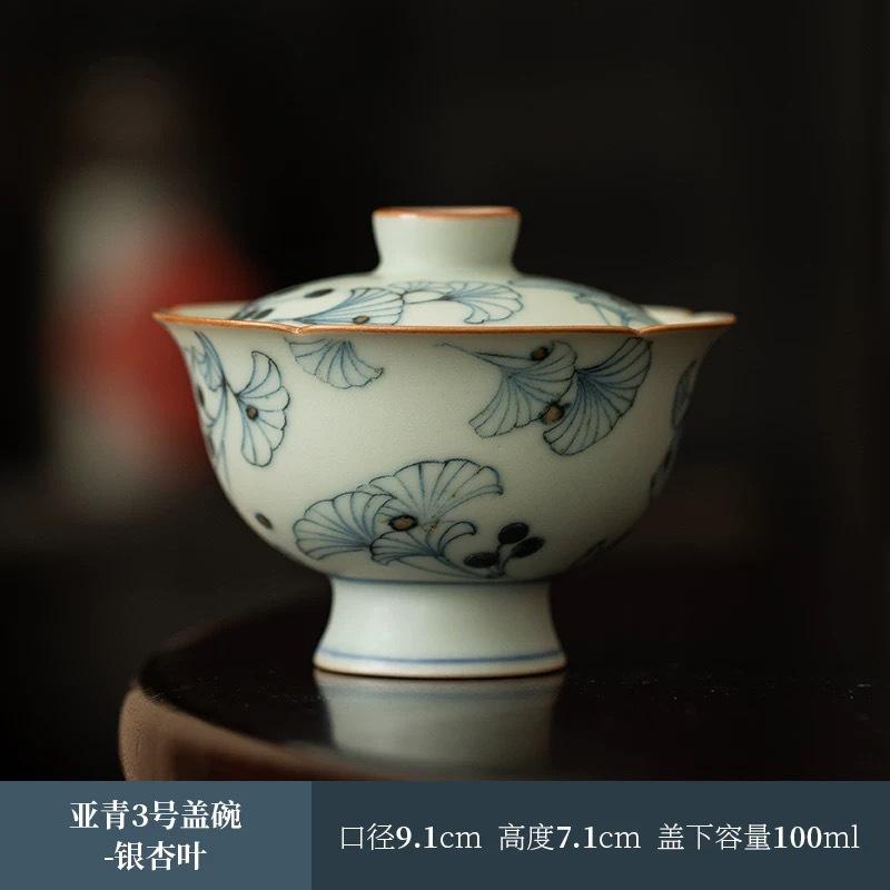 100ml Ancient-style Blue White Porcelain Gaiwan Elegant Tea Tureen Tea Bowl with Lid Kit Tea Making Cover Bowl for Tea Craft