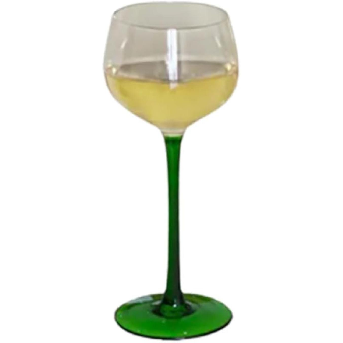 PEKJI Glass Wine Glass Green with Long Stem Cocktail Glasses Champagne Glasses for bar Hotel Home 150ml/5.1oz