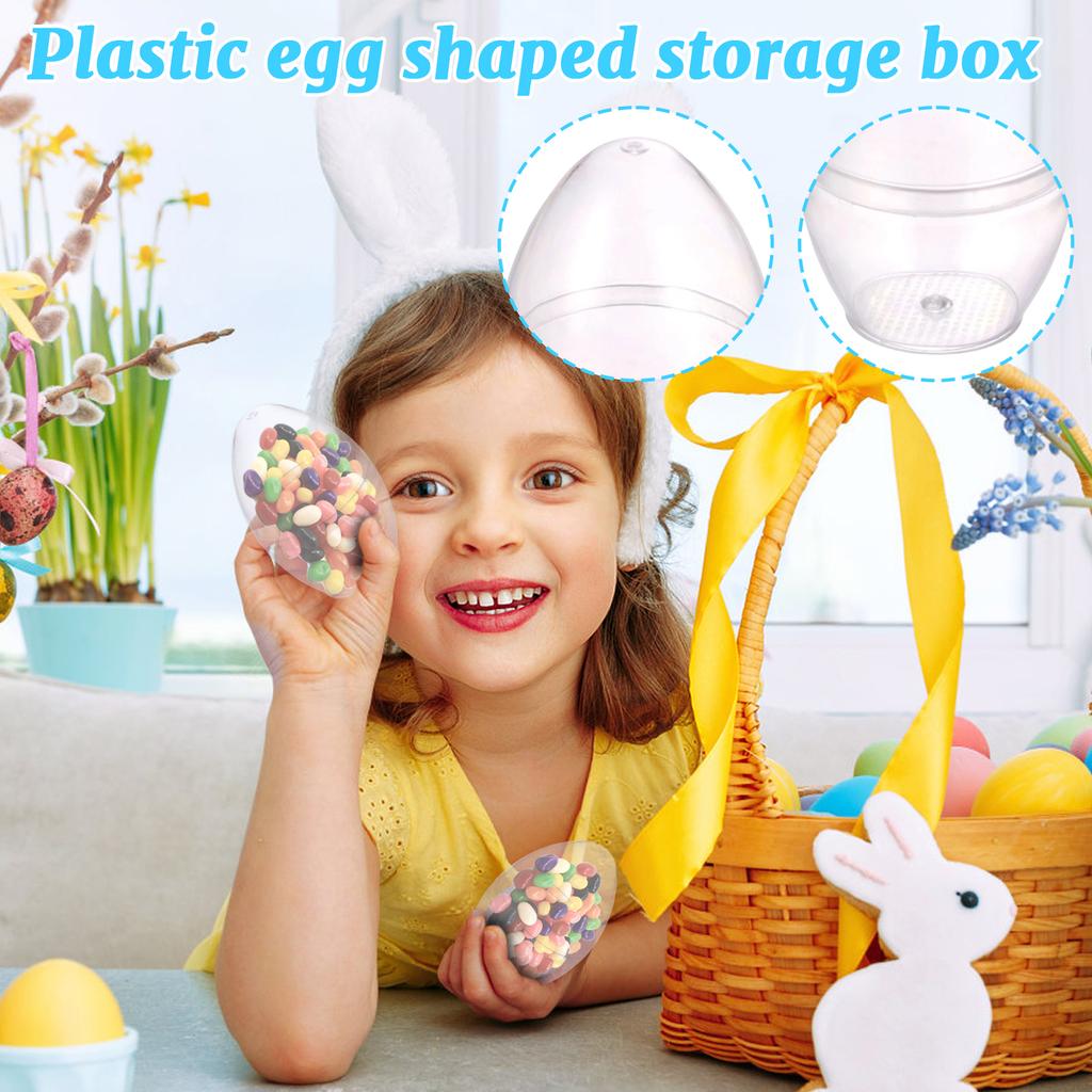 Plastic Egg Shaped Storage Container Reusable Easter Spring Storage Box for Candy Gifts Party Favors and Home Organization