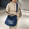 Large Capacity Denim Crossbody Bag Women's Letter Tote Bag Student Shoulder Bag