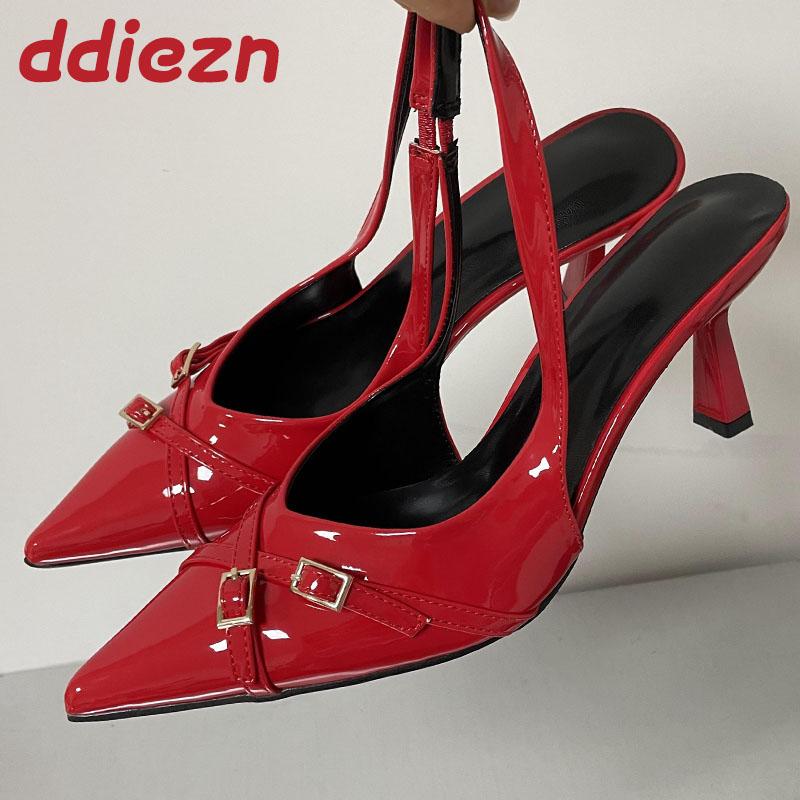 Mode Schuhe Weinrote Pumps Damen High Heels Pantoletten Schuhe Damen Slingbacks Mode Spitzschuhe Damen Dünne Absätze Schuhe Große Größe