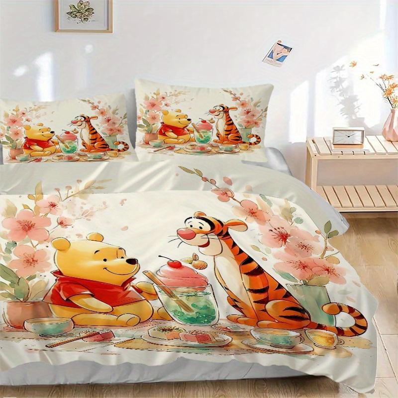 

3pcs Tigger & Winnie the Pooh Bedding Set - 1 Soft Quilt Cover + 2 Pillowcases, Machine Washable - Suitable for All Seasons, Perfect Gift for Fam 135x200cm