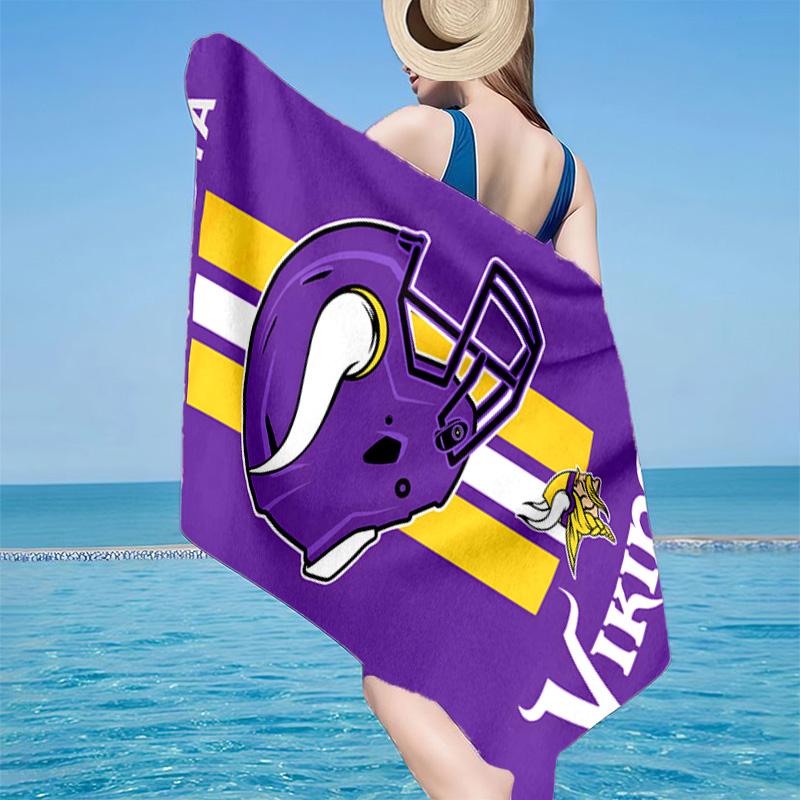 Asciugamano da Spiaggia in Microfibra Vikings Team Spirit, Leggero e Asciugatura Rapida, per Viaggi Estivi, Essenziale per la Spiaggia, Piscina