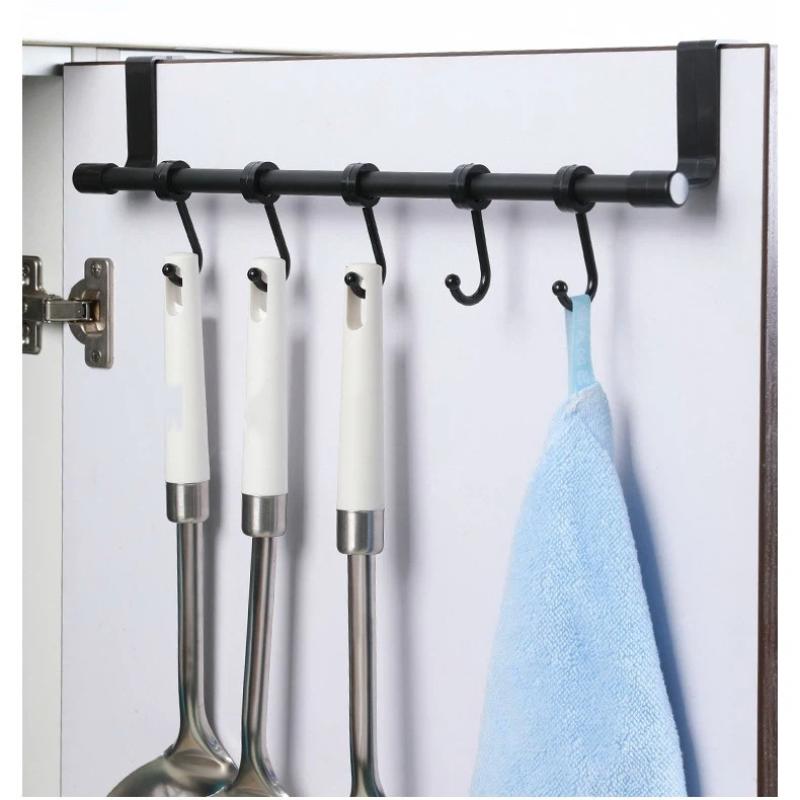 No Drill Hanging Towel Rack For Kitchen Stainless Steel Over Cabinet Door Storage Organizer For Dishcloth Gloves Sponge Holder