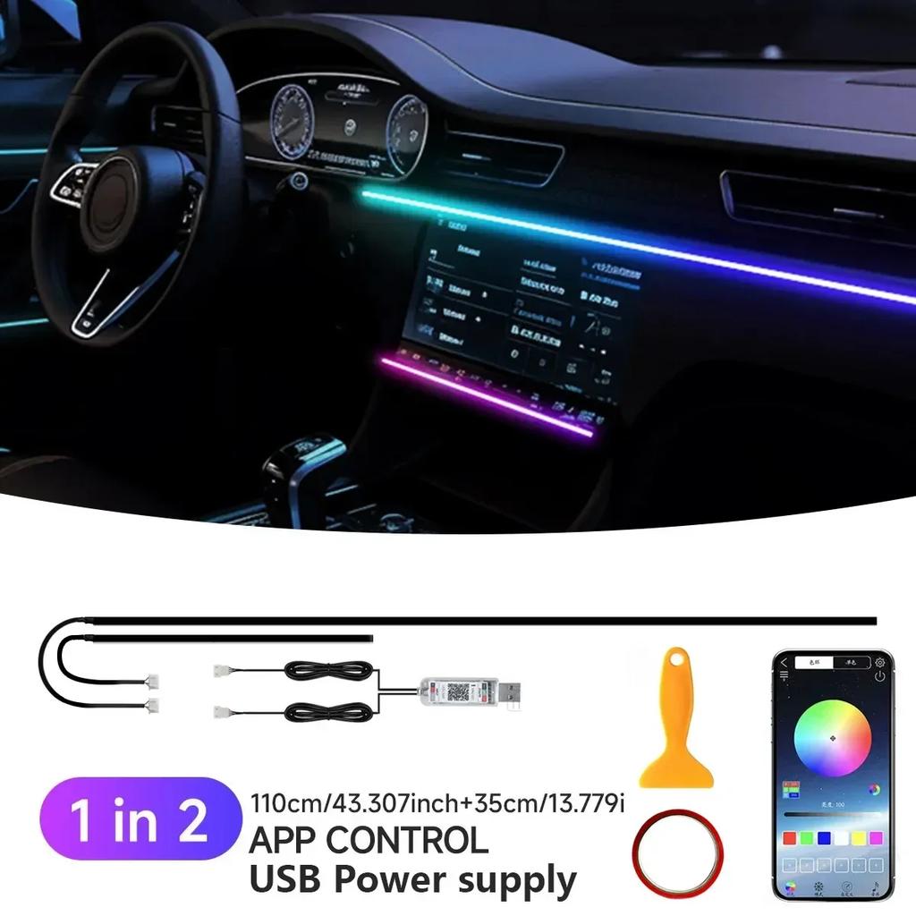 For Cadillac ATS 22in1 RGB Car Interior Acrylic Car Ambient Lights RGB Hidden Acrylic Strip Decoration Atmosphere Accessories