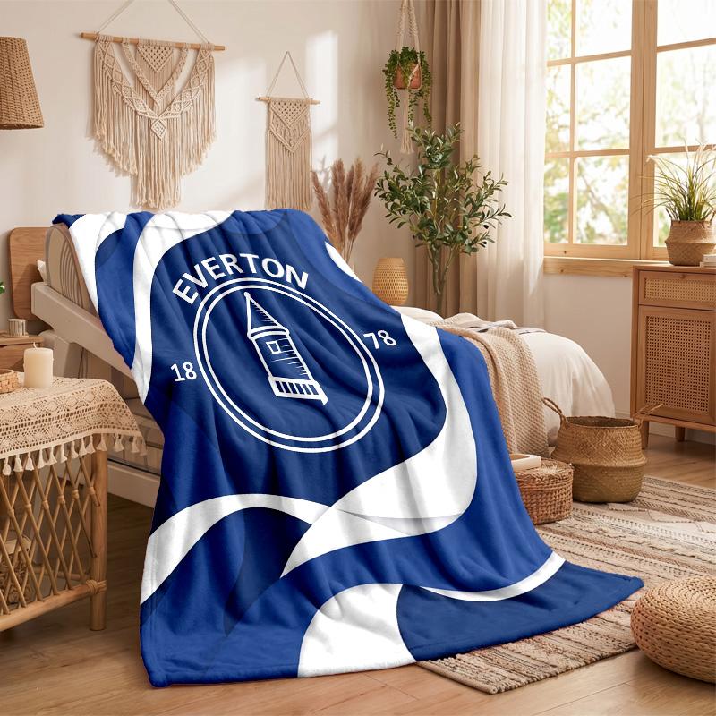 Everton Football Print Flannel Blanket Soft Warm Sofa Bed Throw Blanket For Home Office Bedroom