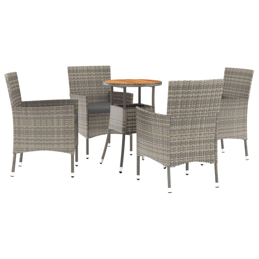 Vidaxl 5-Cz. Garden Furniture Set With Cushions, Grey, Poly Rattan