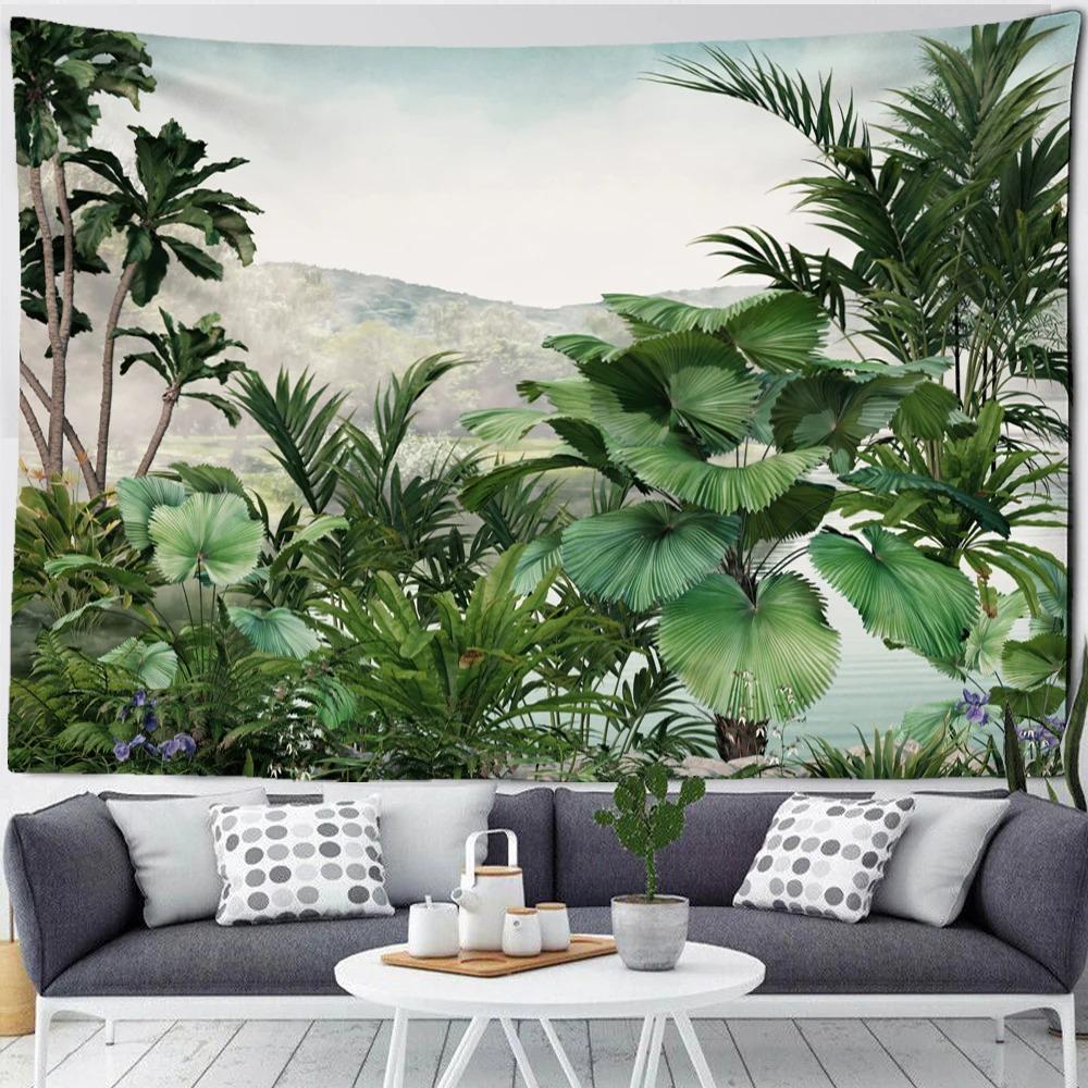 Tropical Plant Garden Wall Hanging Bedroom Wallpaper Living Room Decoration Cloth Hanging Cloth Wall Hanging