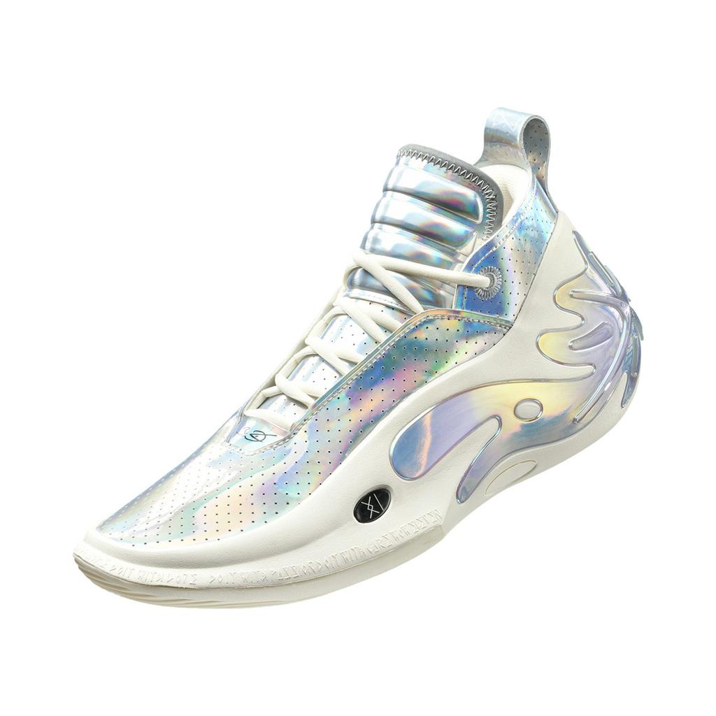 Li Ning WOW11 Dämpfung Leichtgewicht Rückprall Mittelhohe Basketballschuhe Herren Silber ABAU049-10