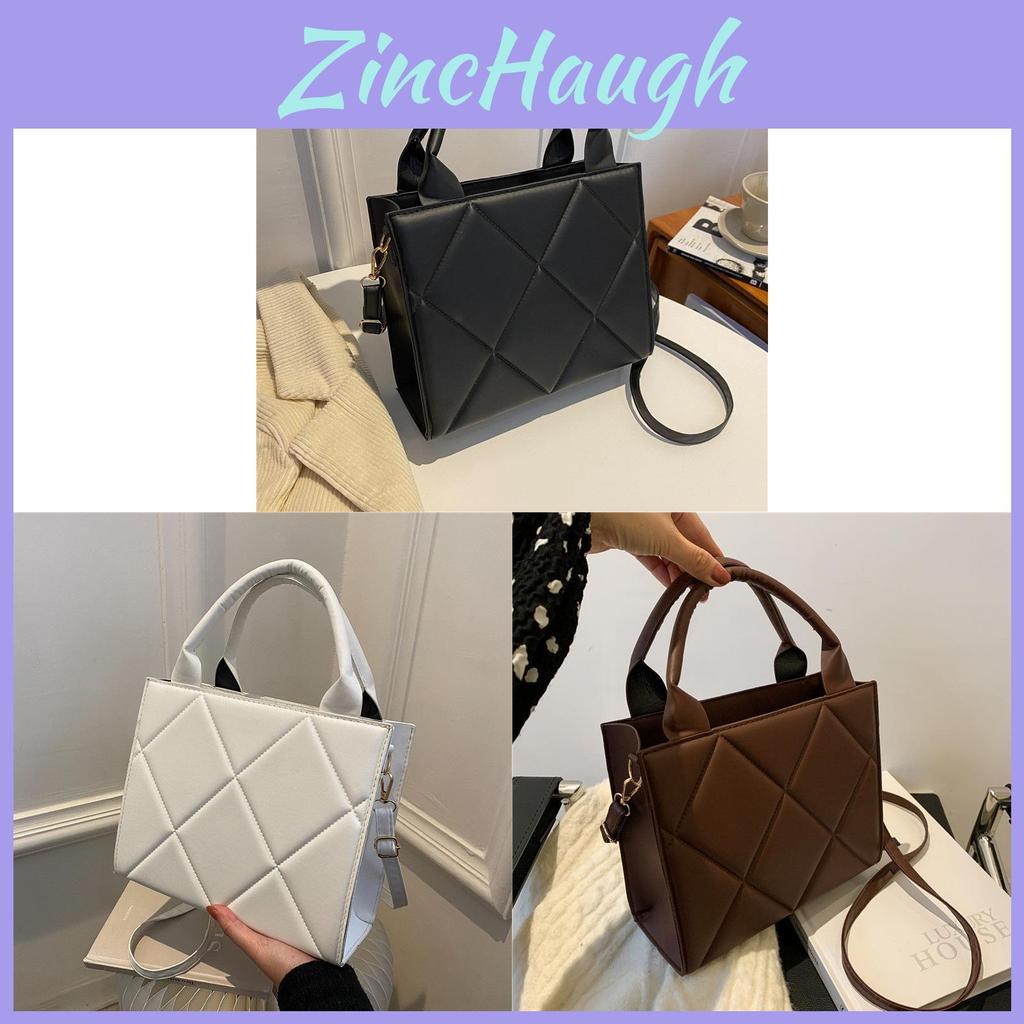 Minimalist Pu Square Tote Bag With Zipper Closure For Daily Use