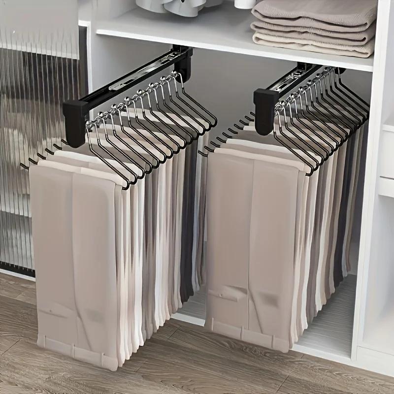 1 Stück Ausziehbarer Kleiderständer Verstellbare Faltbare Metall-Hängeschiene für Kleiderschränke Platzsparender Organizer Trockengestelle