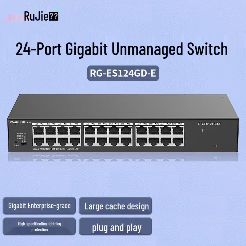 

Ruijie RG-ES124GD-E 24-Port Gigabit Unmanaged Ethernet Switch