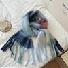 New Fashion Design Muffler Female Fairy Powder Gradual Change Tassel Mohair Scarf Women Winter Thermal Imitation Cashmere Scarf