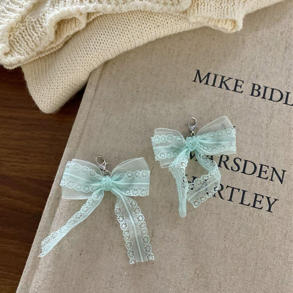 

Handmade Silk Ribbon Shoes Charm Bowknot Lace Shoe Buckle Bow Shoelaces Clips Buckle Decoration Green-Style A