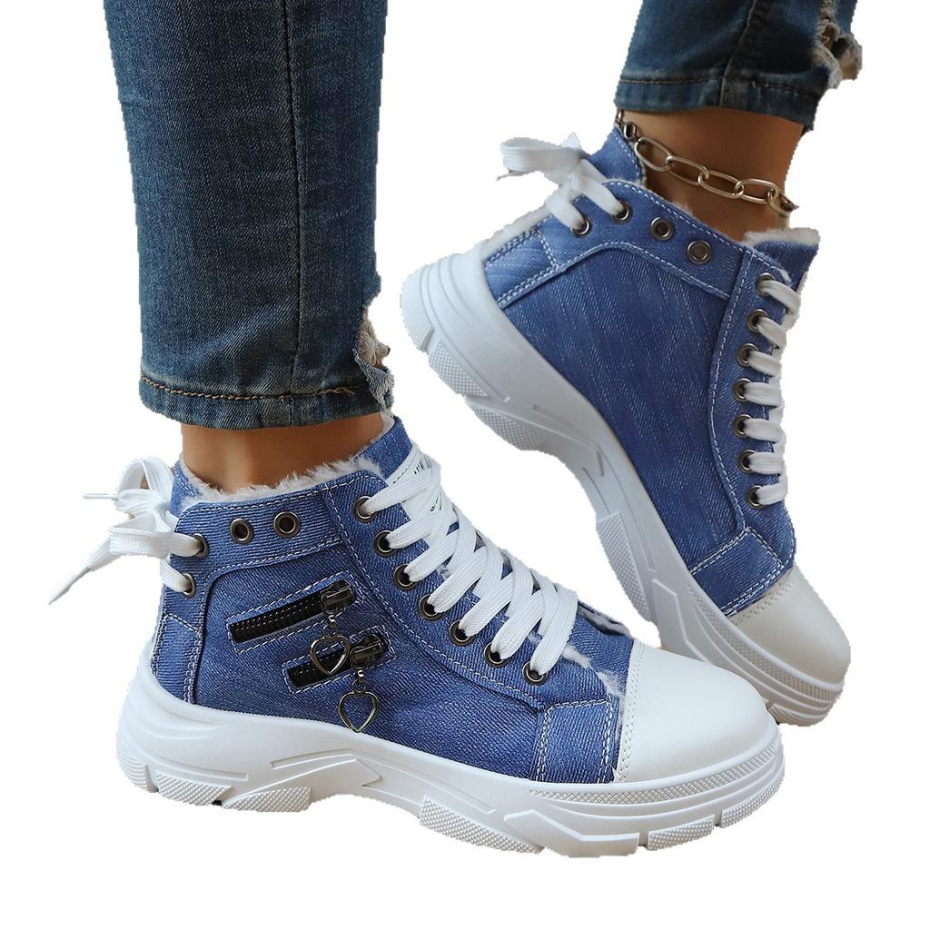 New canvas high-top shoes spring and summer breathable platform casual shoes Martin boots sports shoes with cotton