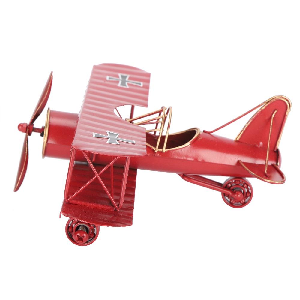 Wrought Iron Metal Biplane Ornament Moving Vintage Aircraft Decor  Home Decoration