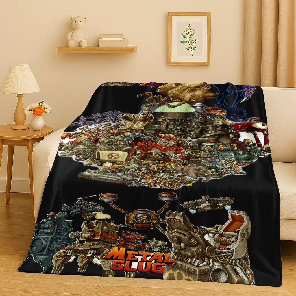 Classic Game Metal Slug Pixel Style Flannel Blanket,Ultra Soft Warm Plush Throw for Home Bedroom Bed Sofa Cover Office Travel