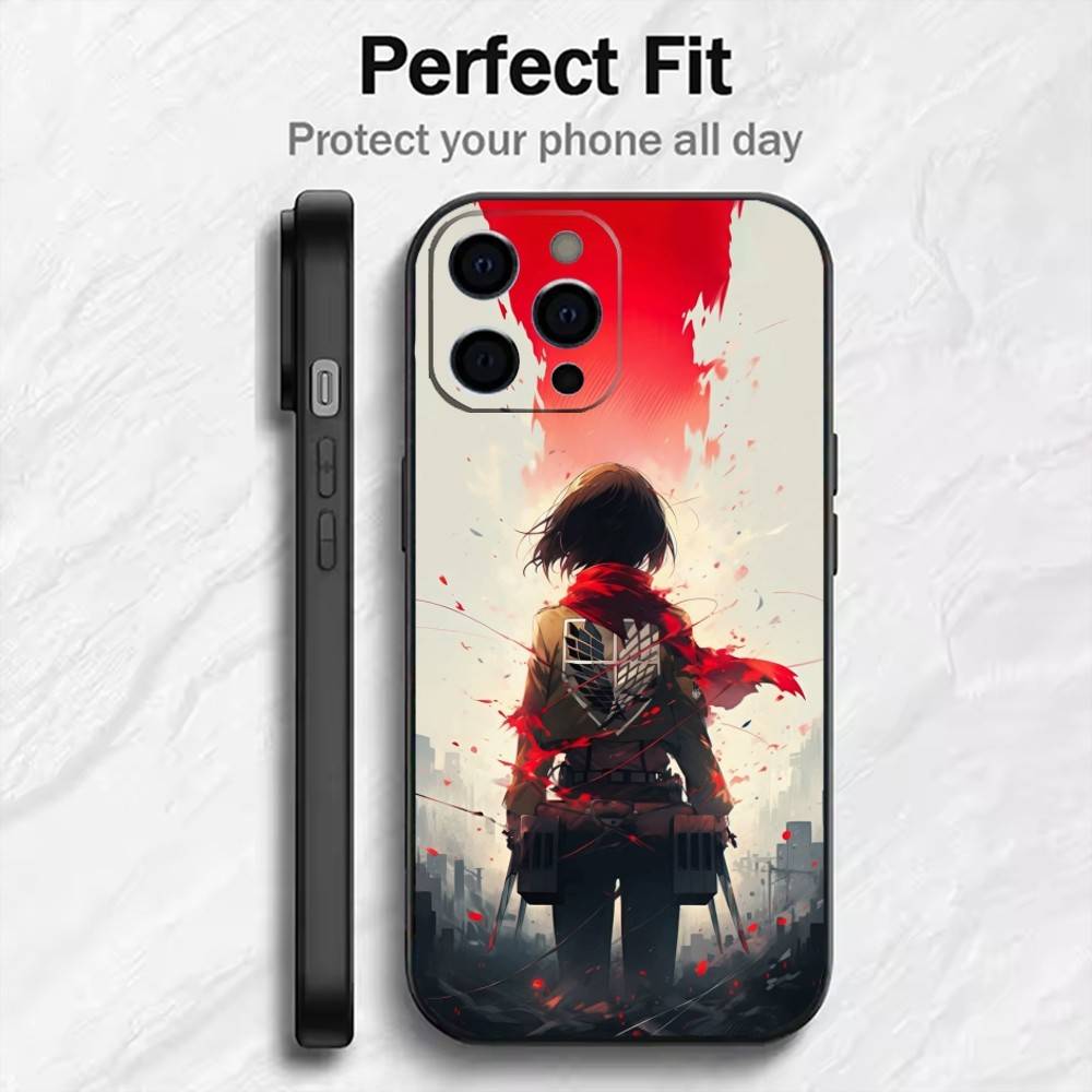 Super Exciting A-Attack-On-Titan  Phone Case For iPhone17,16,15,14,13,12 Plus,Max Soft Silicone Black Cover