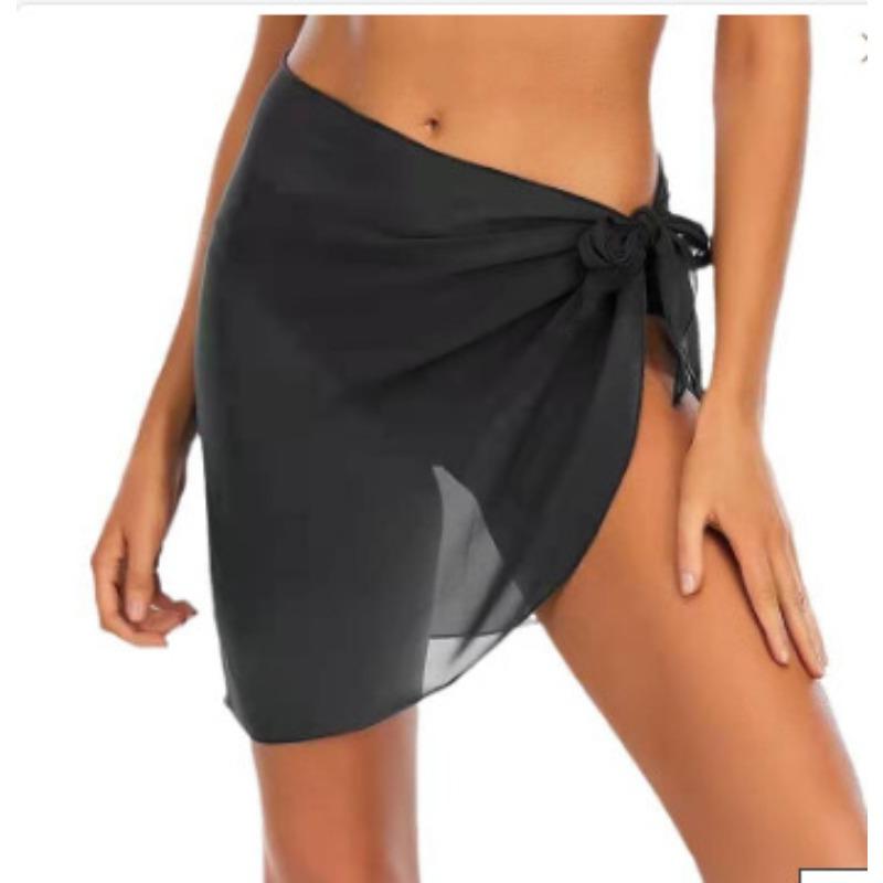 Summer Chiffon Short Sarong Beach Skirt Solid Color Sunscreen Blouse Shawl Women