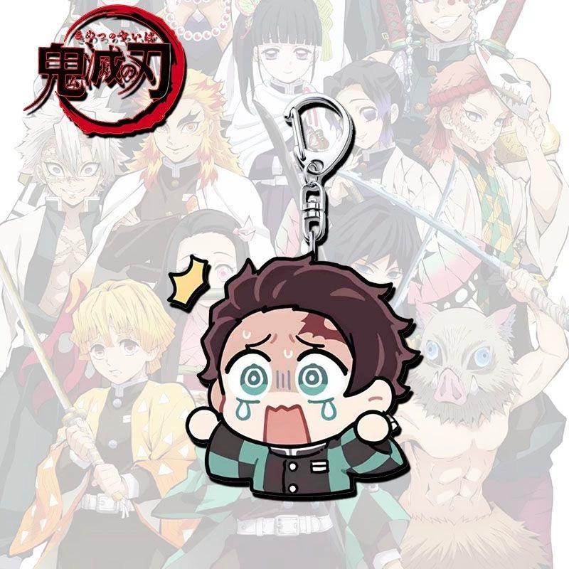 Keychain Pendant Anime Demon Slayer Kimetsu No Yaiba Kamado Tanjirou Double Sided HD Bag Pendant Gift For Fans Cosplay Props Jewelry Gift