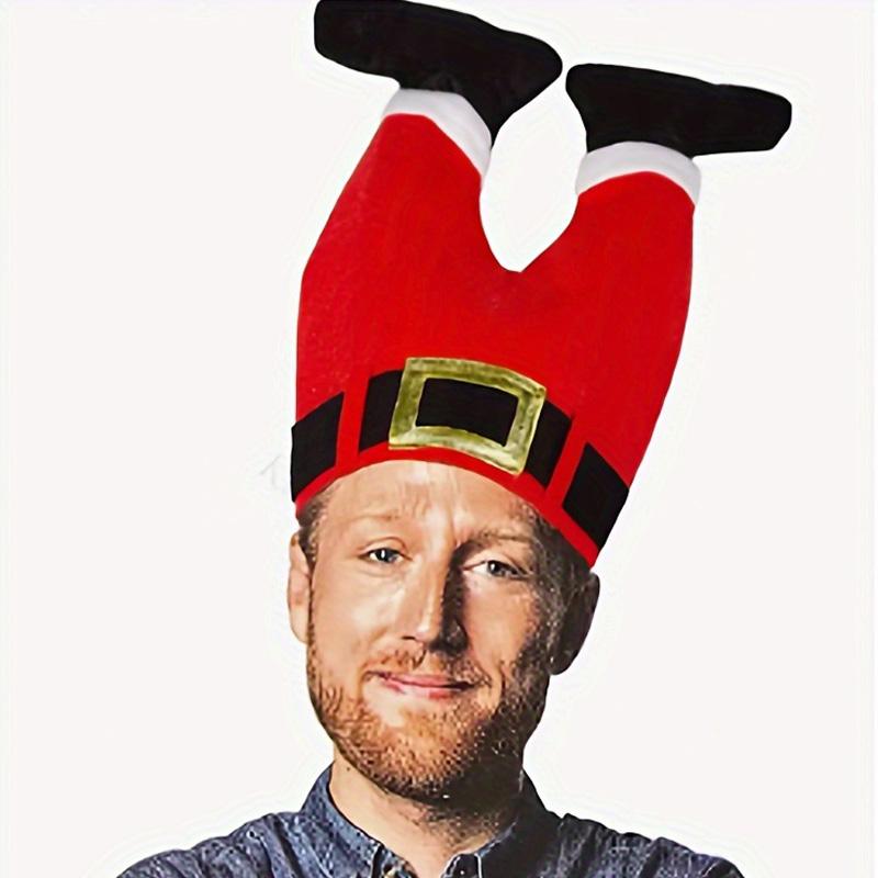 1PC Funny Hats Party Hats Christmas Hats Unisex Santa Pants Hat Vibrant Red Elf Santa Hat Costume Accessories Long Striped