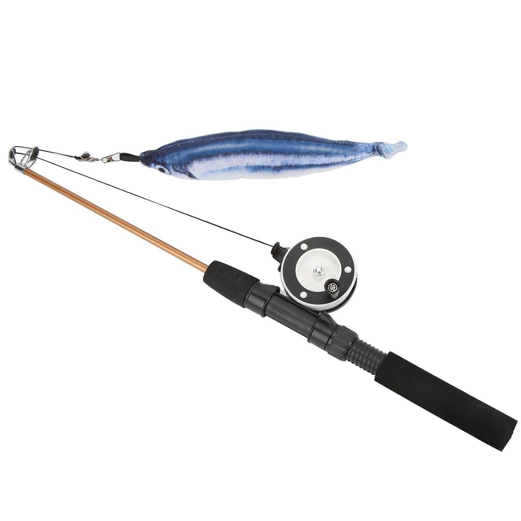 Funny Cat Stick Realistic Flexible Interactive Pulley Telescopic Fishing Rod Cat Toy for Cats(Saury