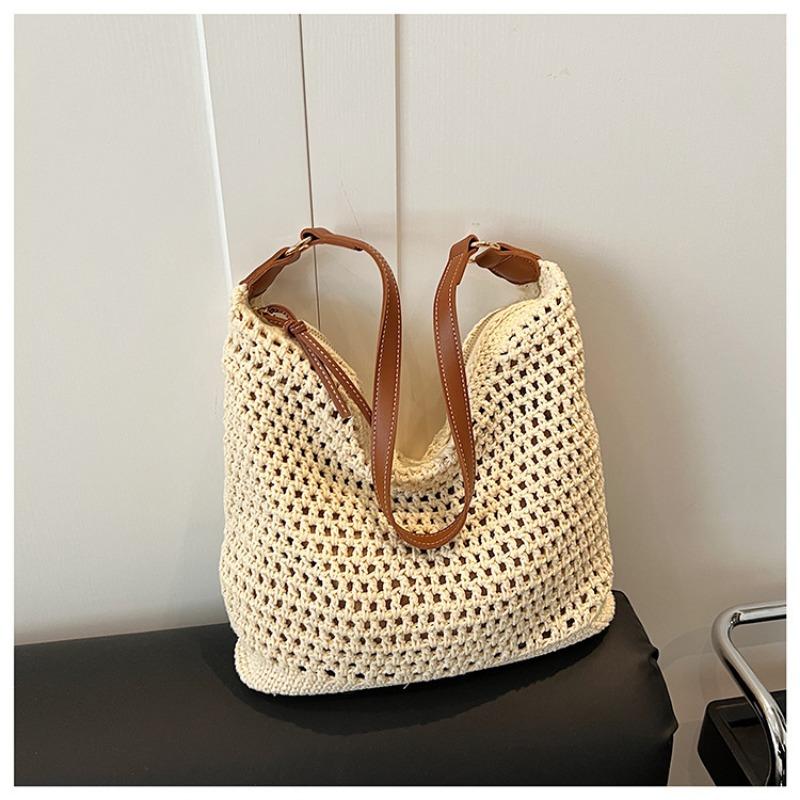 Trendy Fashion Hollow Straw Woven Armpit Bag Women's Summer Simple Temperament Large Capacity Casual Shoulder Bag