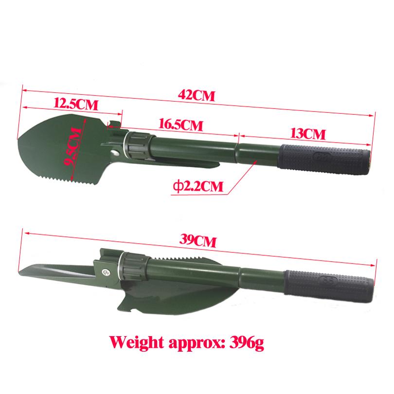 MNFT New Portable Folding Fishing Spade Outdoor Survival Camping Hiking Multifunctional Shovel Survival Kit forklift Green Color