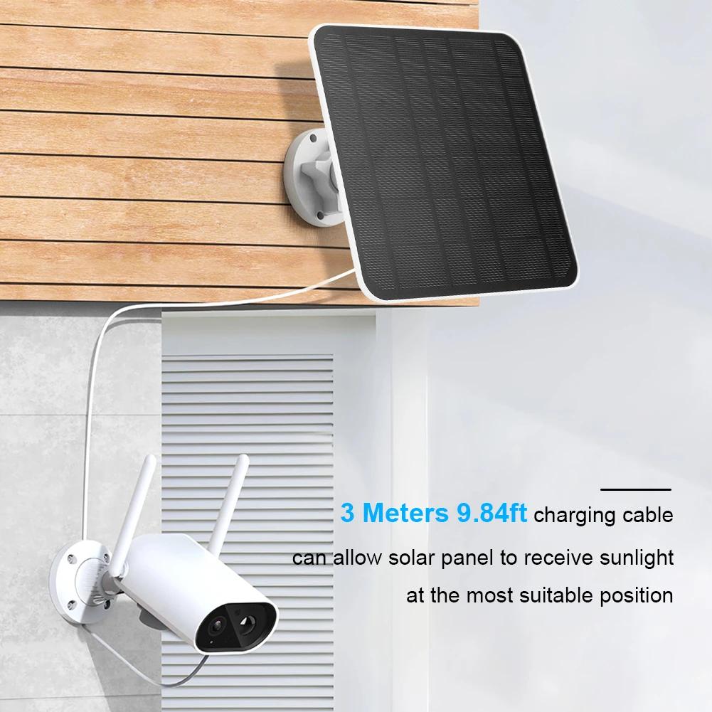 5V 30W Solar Panel Micro USB & USB-C Port Solar Charging Panel 9.8 Ft Charging Cable for Security Camera for Eufycam 3C/2C/2 Pro